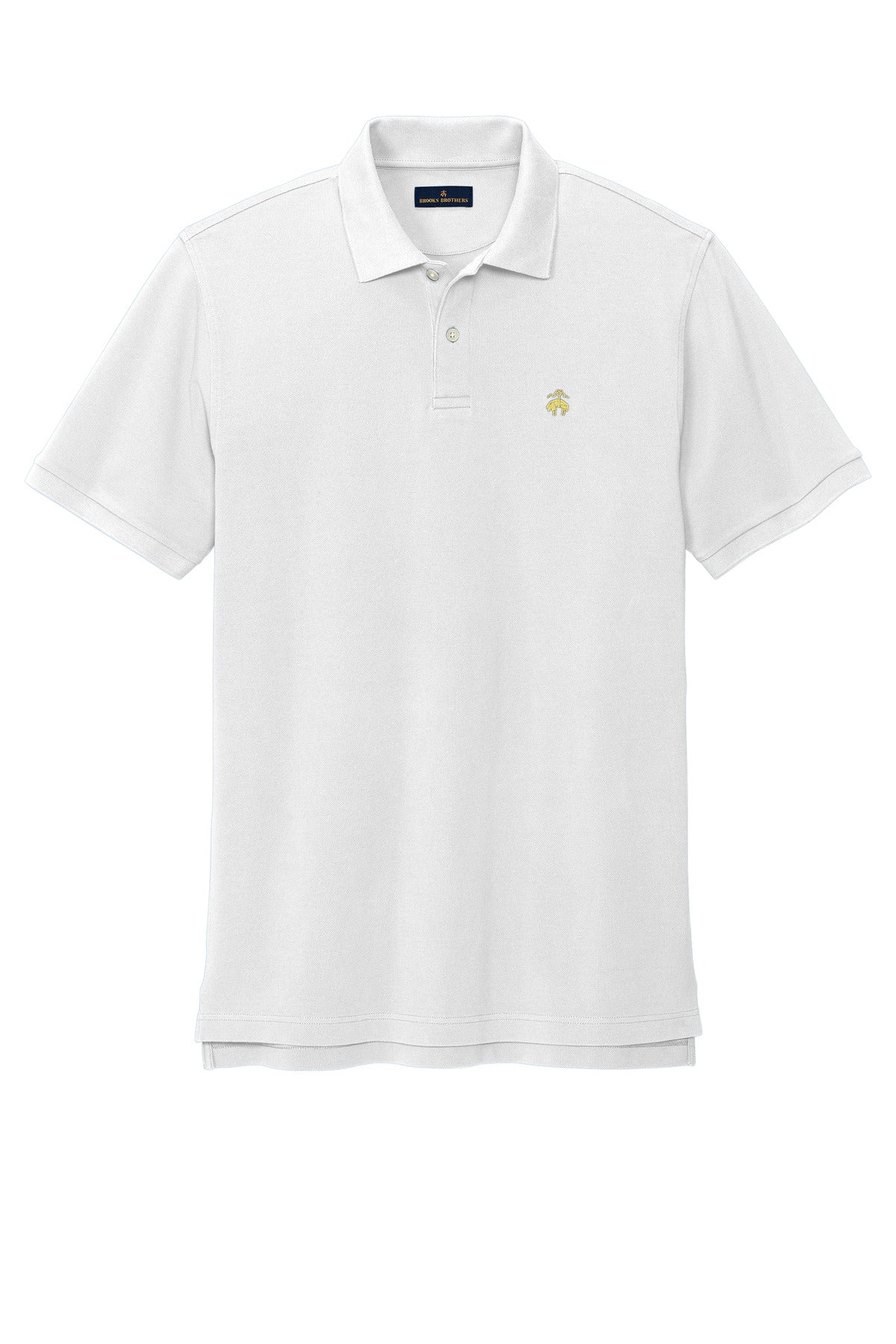 Front View of White Brooks Brothers Pima Cotton Pique Polo BB18200