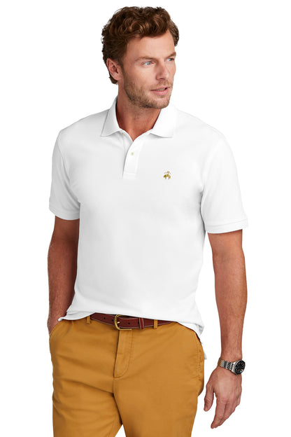 Front View of White Brooks Brothers Pima Cotton Pique Polo BB18200