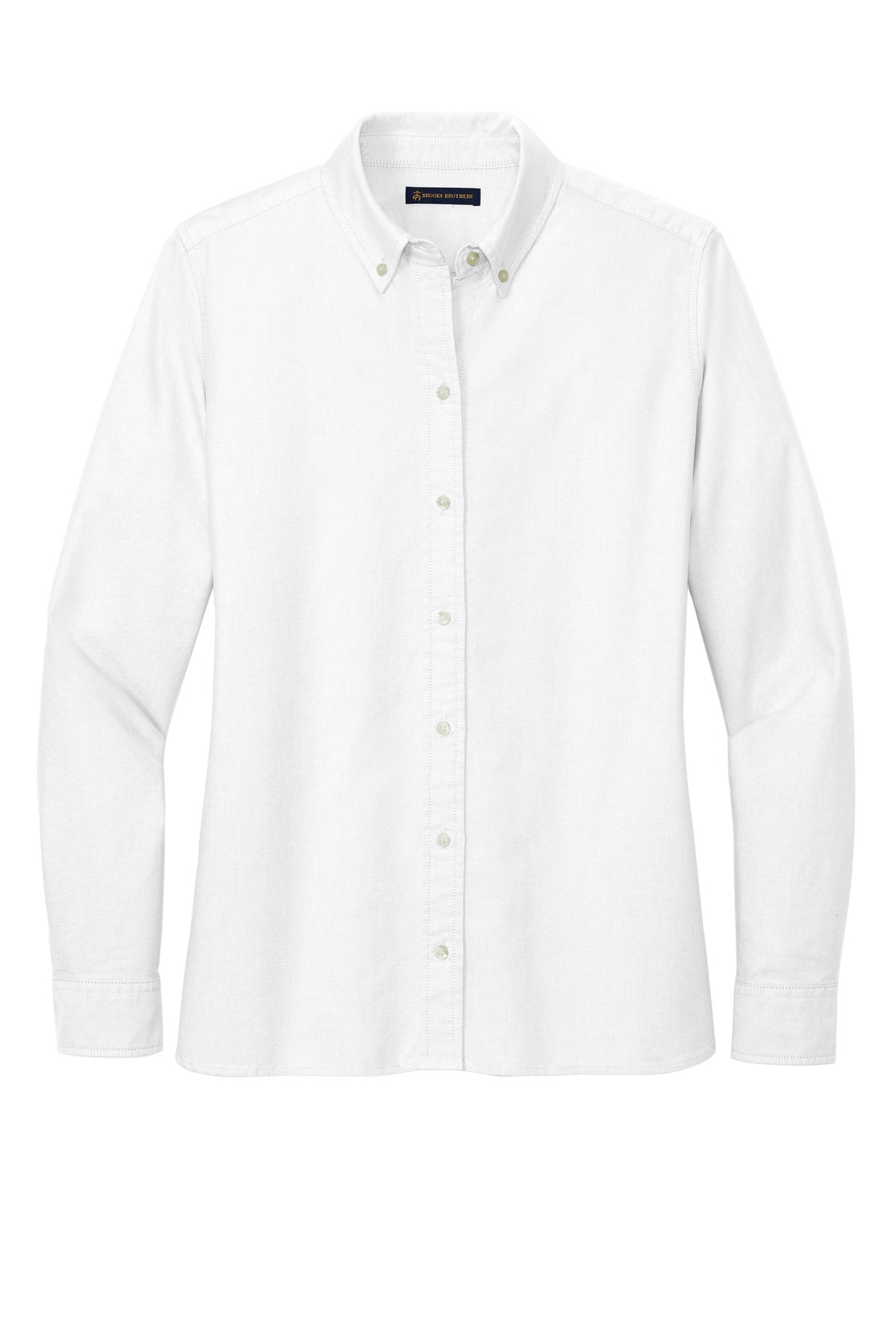 Front View of White Brooks Brothers Women's Casual Oxford Cloth Shirt BB18005