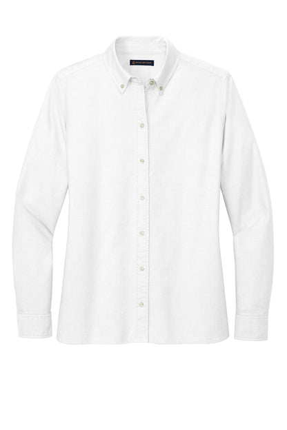 Front View of White Brooks Brothers Women's Casual Oxford Cloth Shirt BB18005