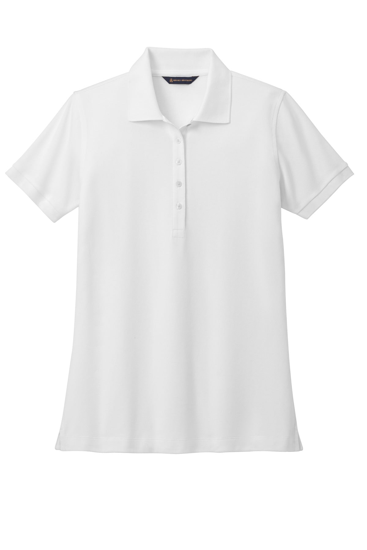 Front View of White Brooks Brothers Women's Pima Cotton Pique Polo BB18201