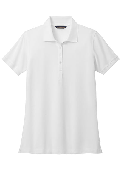 Front View of White Brooks Brothers Women's Pima Cotton Pique Polo BB18201
