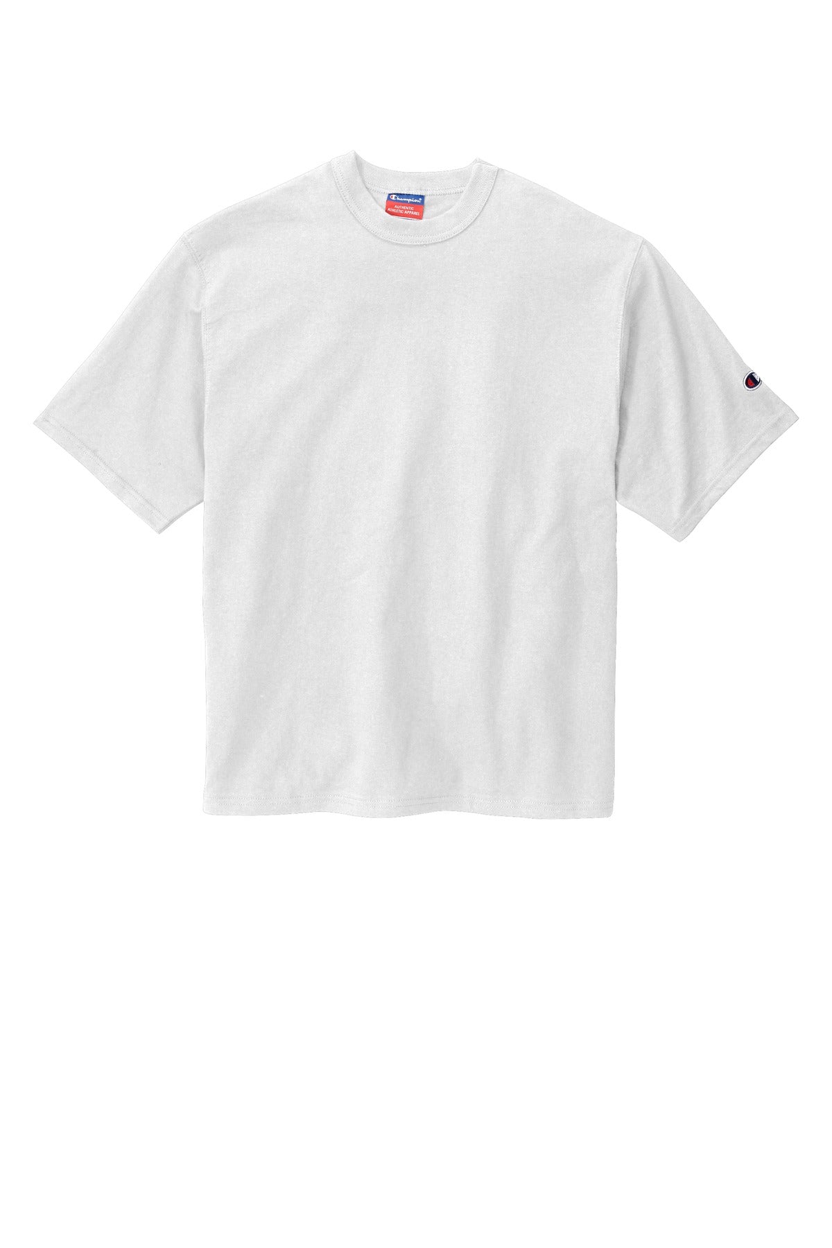 Front View of White Champion Heritage 7-Oz. Jersey Tee T105