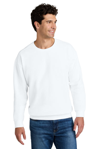 Front View of White Comfort Colors Lightweight Crewneck Sweatshirt 1466