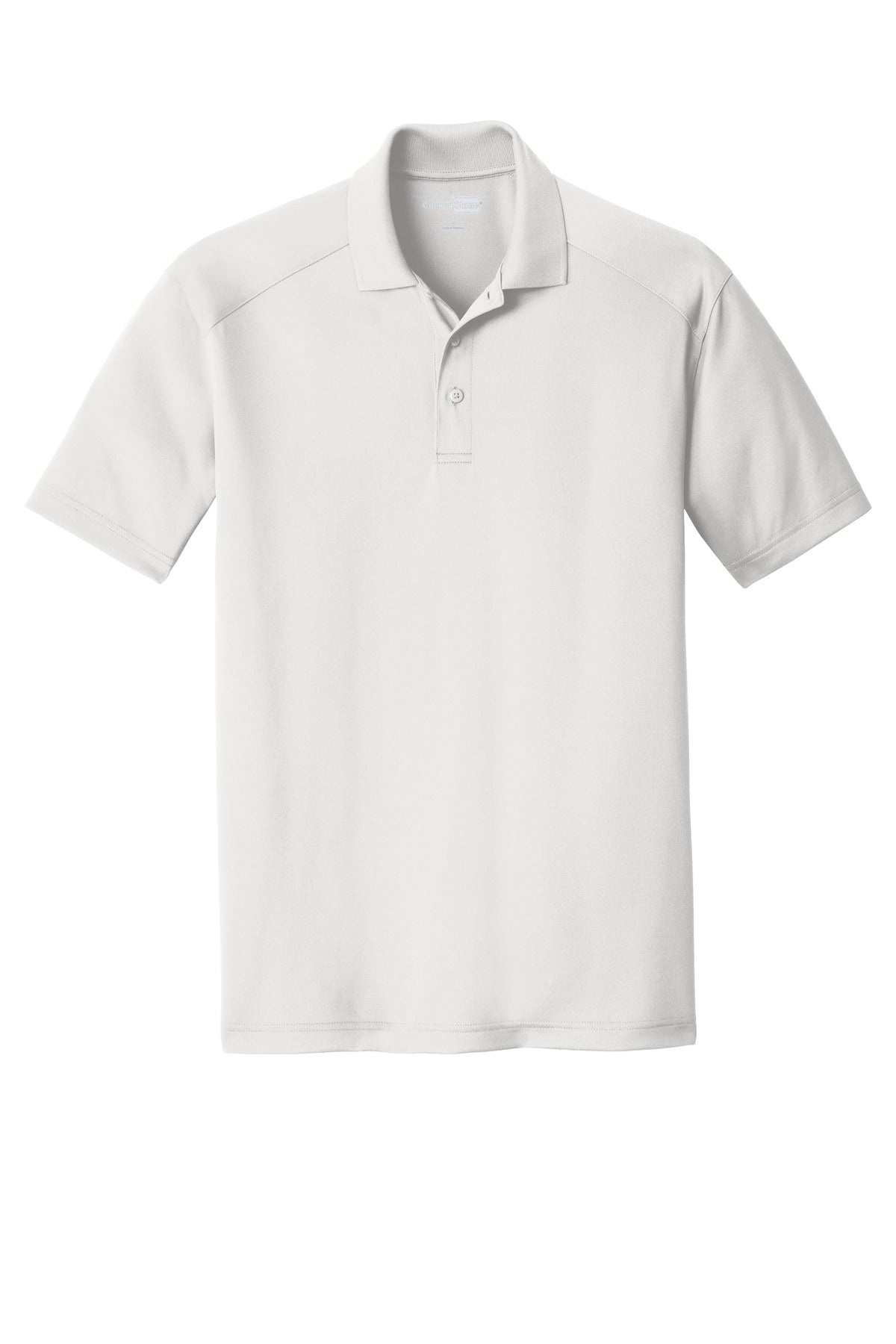 Front View of White CornerStone Select Lightweight Snag-Proof Polo. CS418