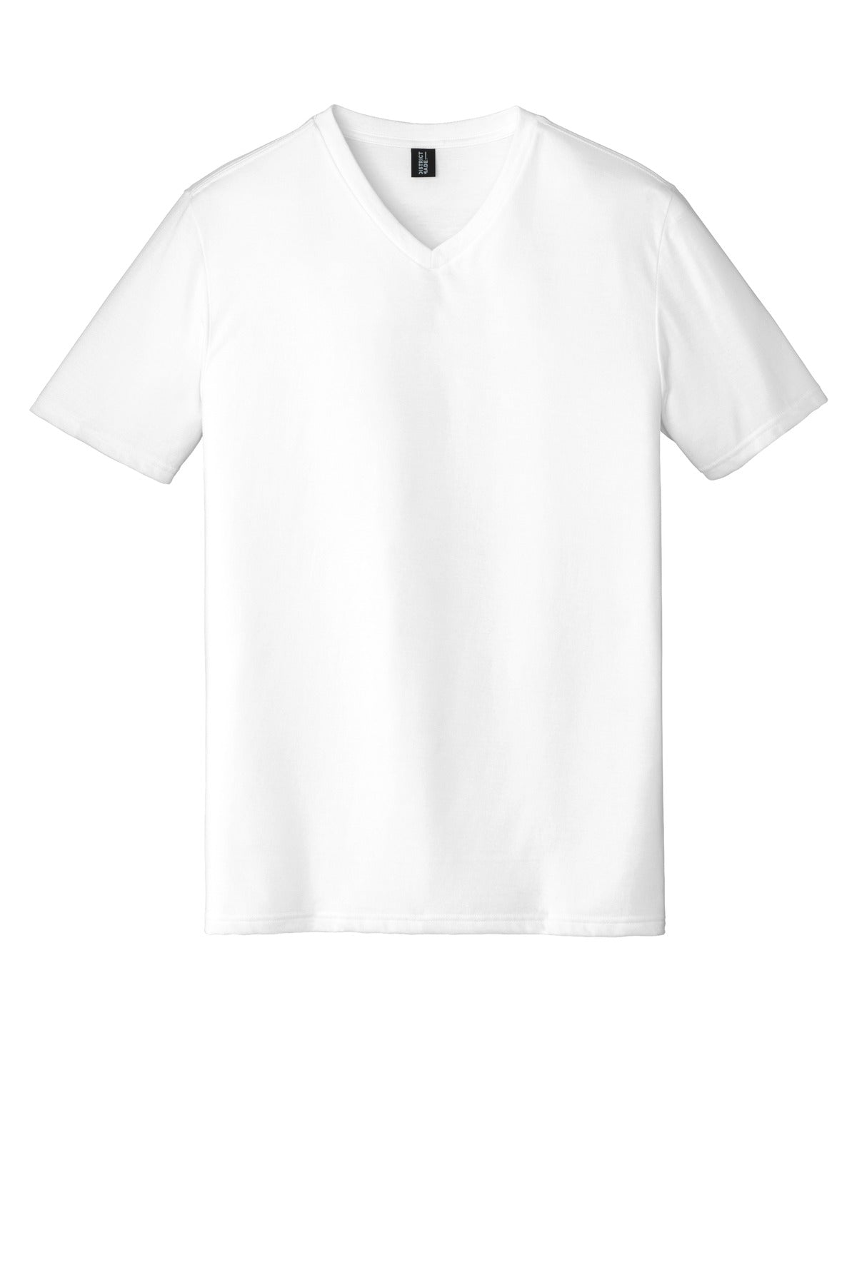 Front View of White District Perfect Tri V-Neck Tee. DT1350