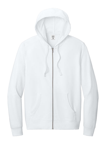 Front View of White District Re-Fleece Full-Zip Hoodie DT8102