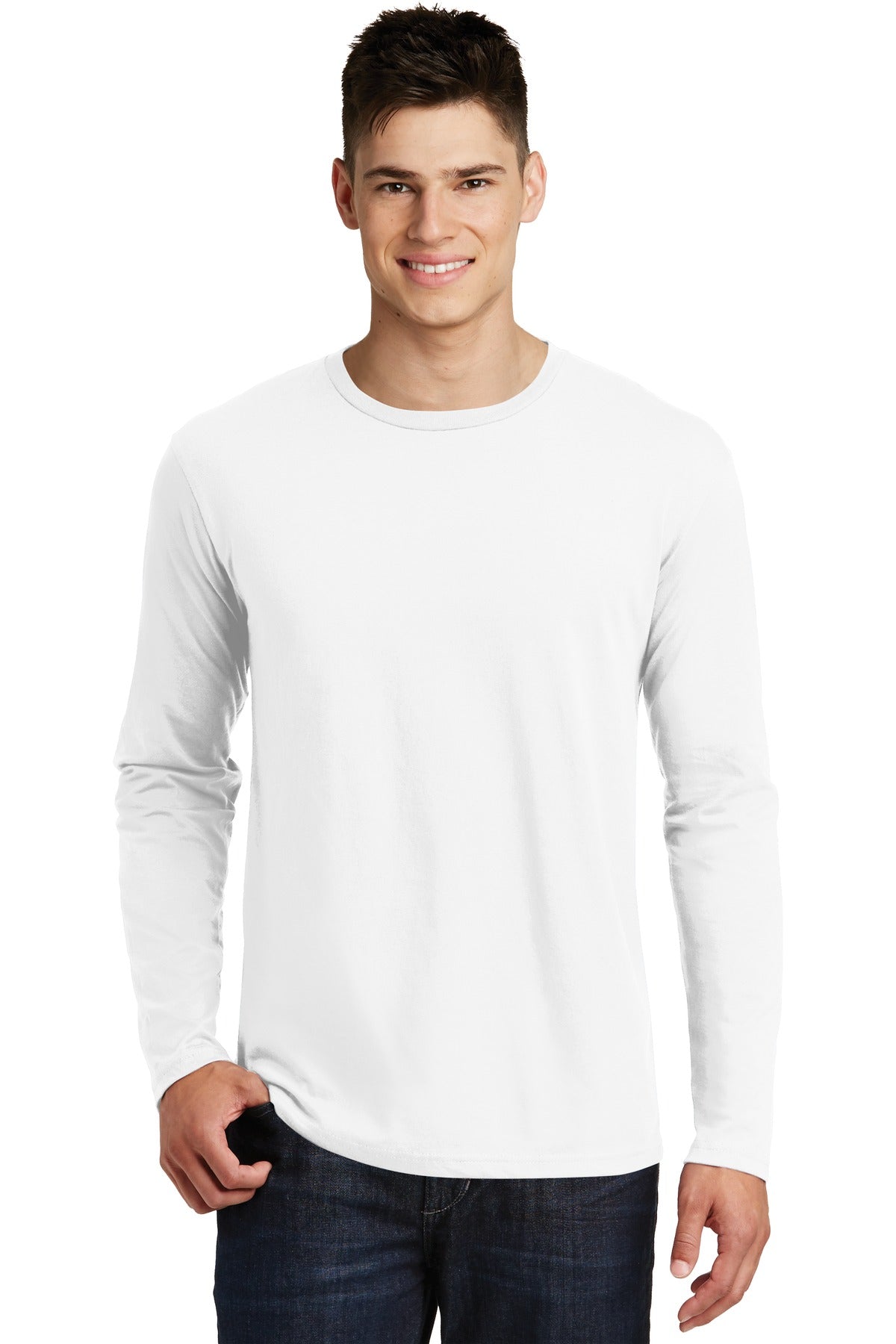 Front View of White District Very Important Tee Long Sleeve. DT6200