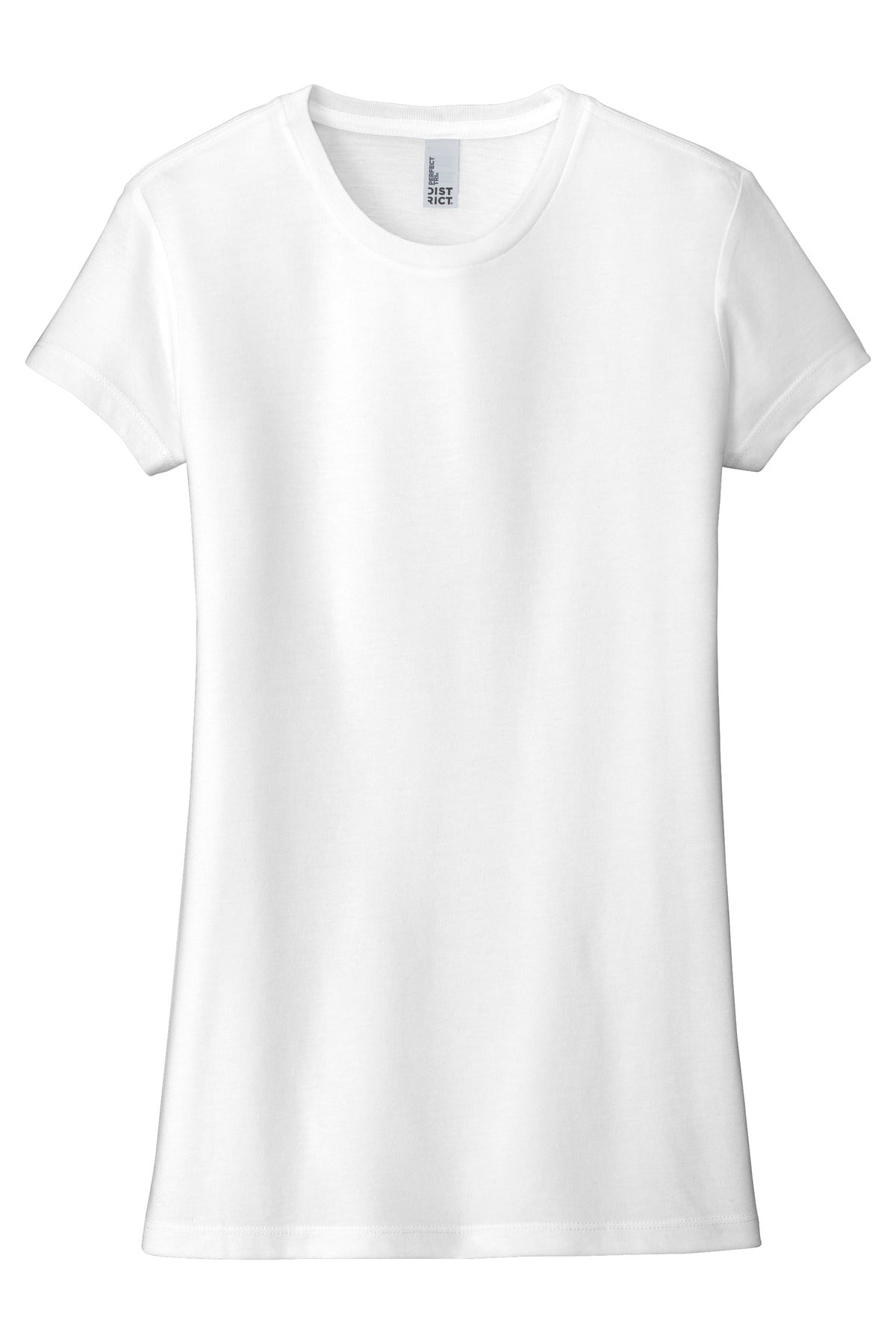 Front View of White District Women's Fitted Perfect Tri Tee. DT155