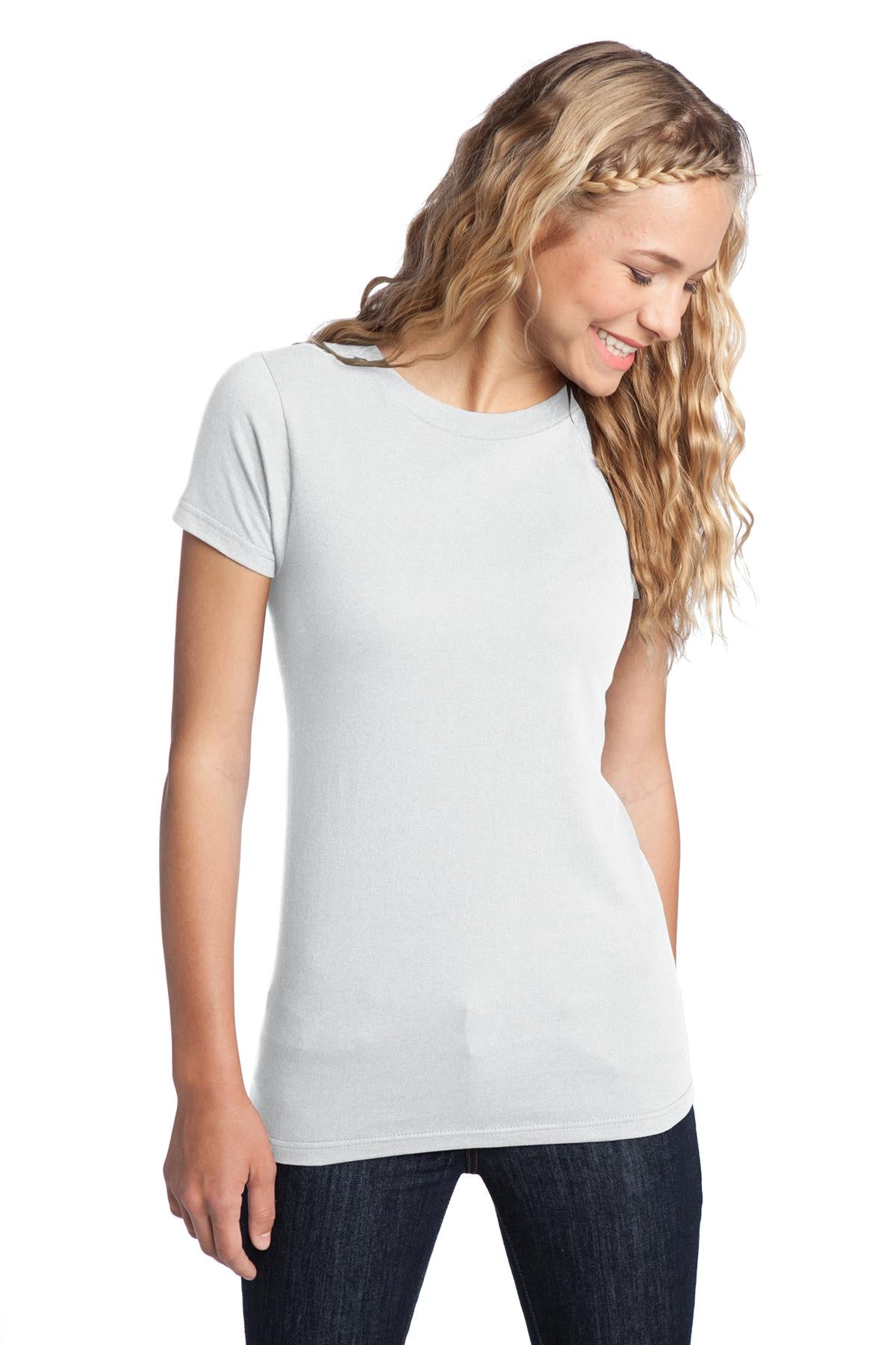 Front View of White District Women's Fitted The Concert Tee DT5001