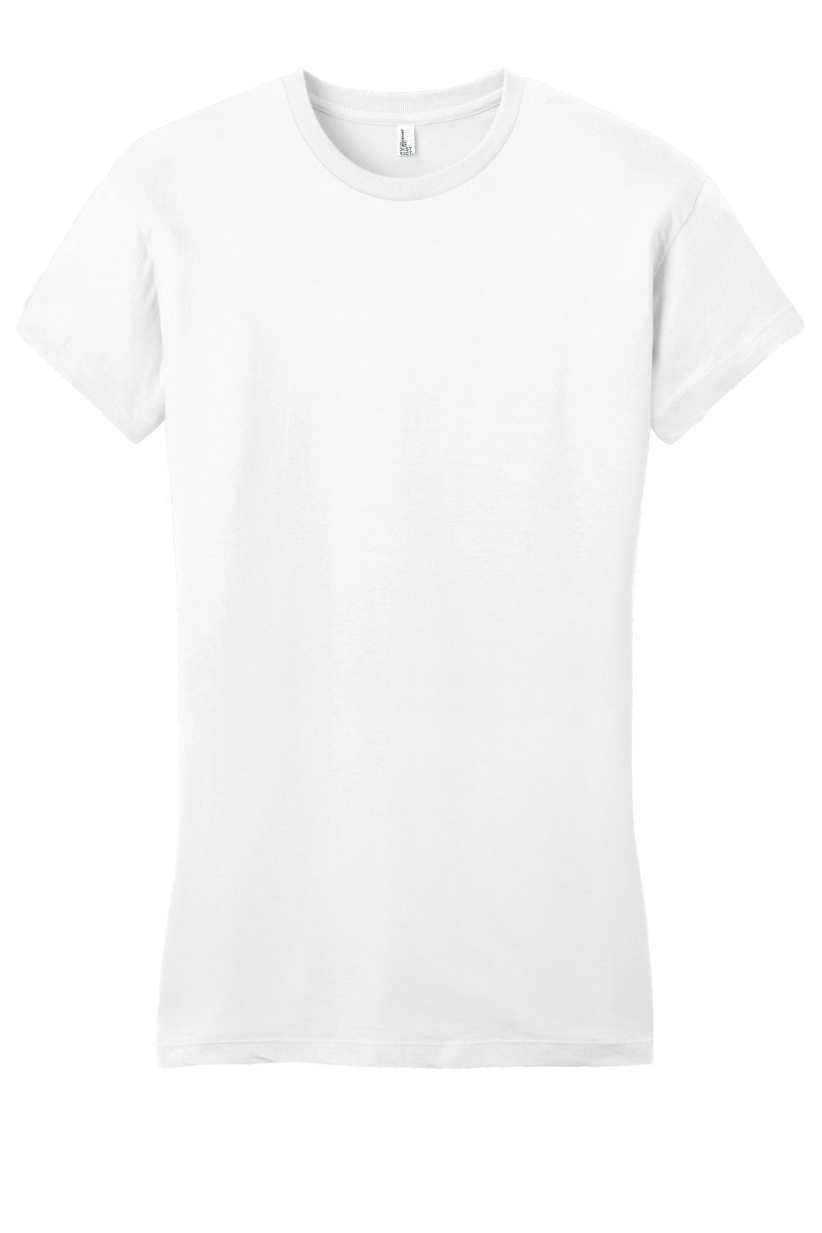 Front View of White District Women's Fitted Very Important Tee . DT6001
