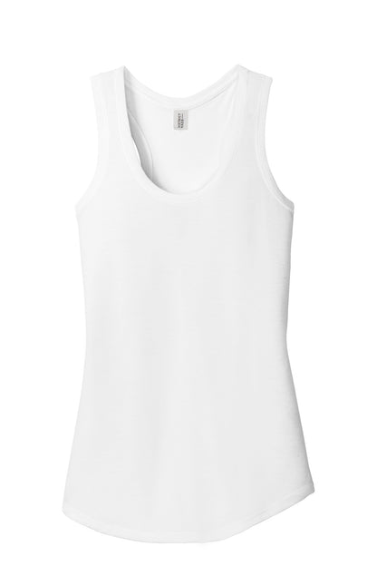 Front View of White District Women's Perfect Tri Racerback Tank. DM138L