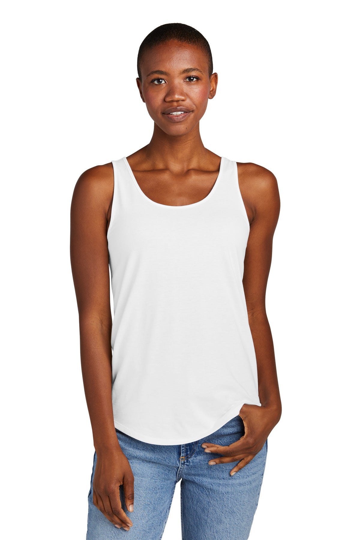 Front View of White District Women's Perfect Tri Relaxed Tank DT151