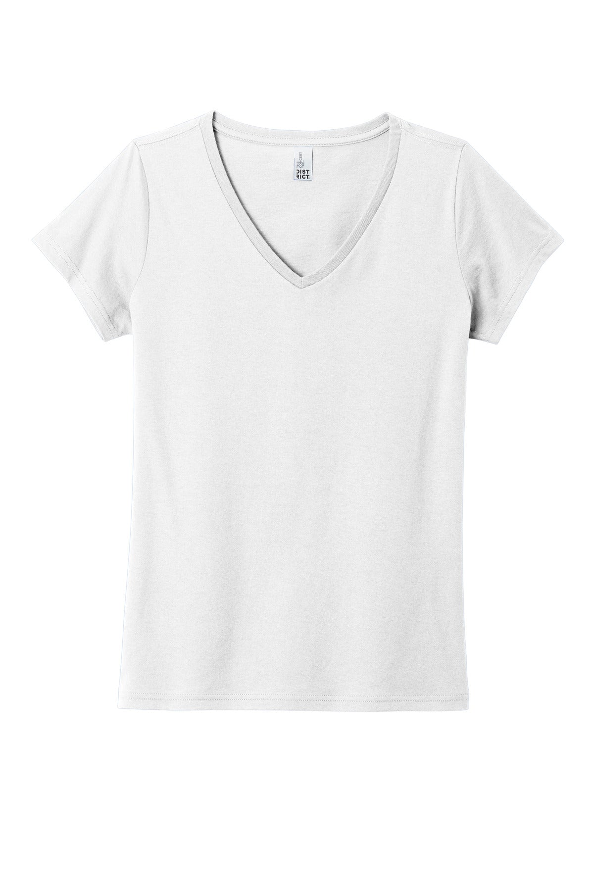 Front View of White District Women's The Concert Tee V-Neck DT5002