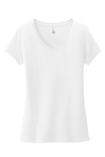 Front View of White District Women's Very Important Tee V-Neck. DT6503