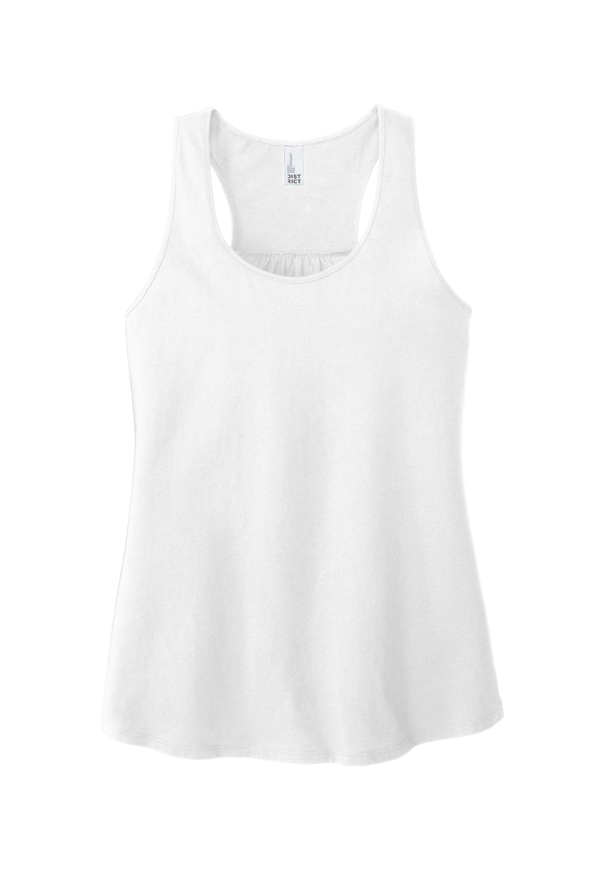 Front View of White District Women's V.I.T. Racerback Tank DT6302