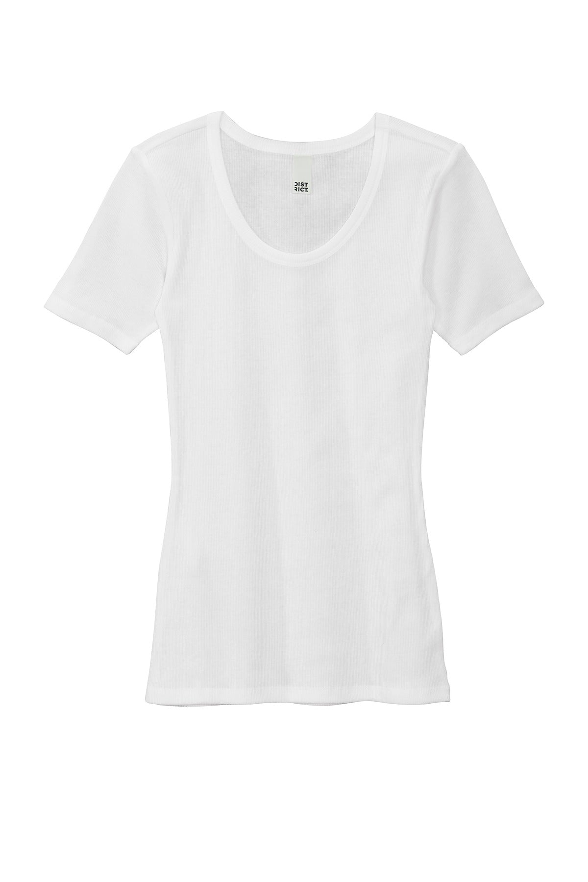 Front View of White District Women's V.I.T. Rib Scoop Neck Tee DT6020