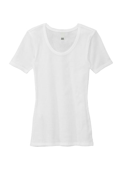 Front View of White District Women's V.I.T. Rib Scoop Neck Tee DT6020