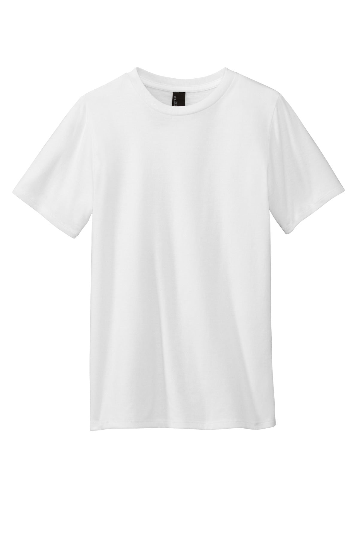 Front View of White District Youth Perfect Tri Tee. DT130Y
