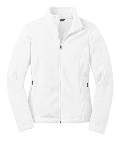 Front View of White Eddie Bauer - Women's Full-Zip Fleece Jacket. EB201