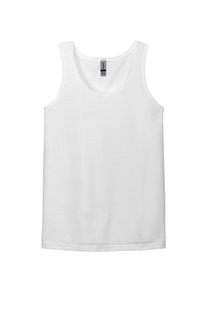 Front View of White Gildan Softstyle Tank Top 64200