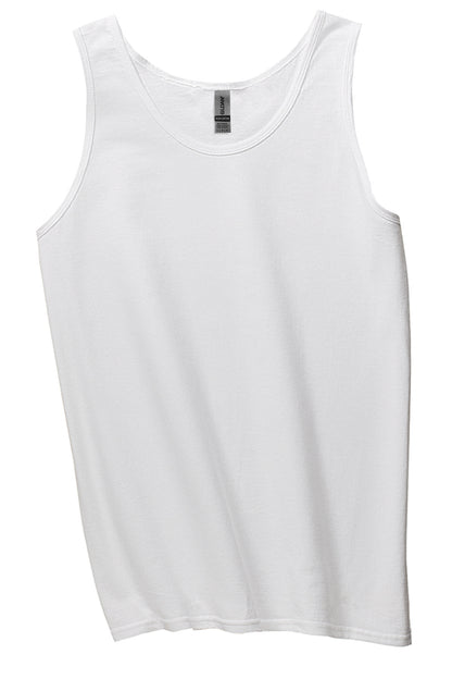 Front View of White Gildan - Ultra Cotton 100% US Cotton Tank Top. 2200