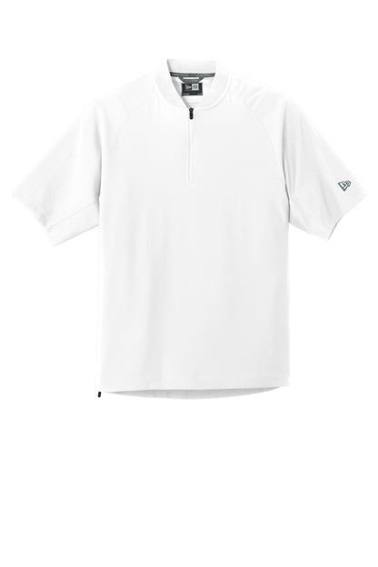 Front View of White New Era Cage Short Sleeve 1/4-Zip Jacket. NEA600