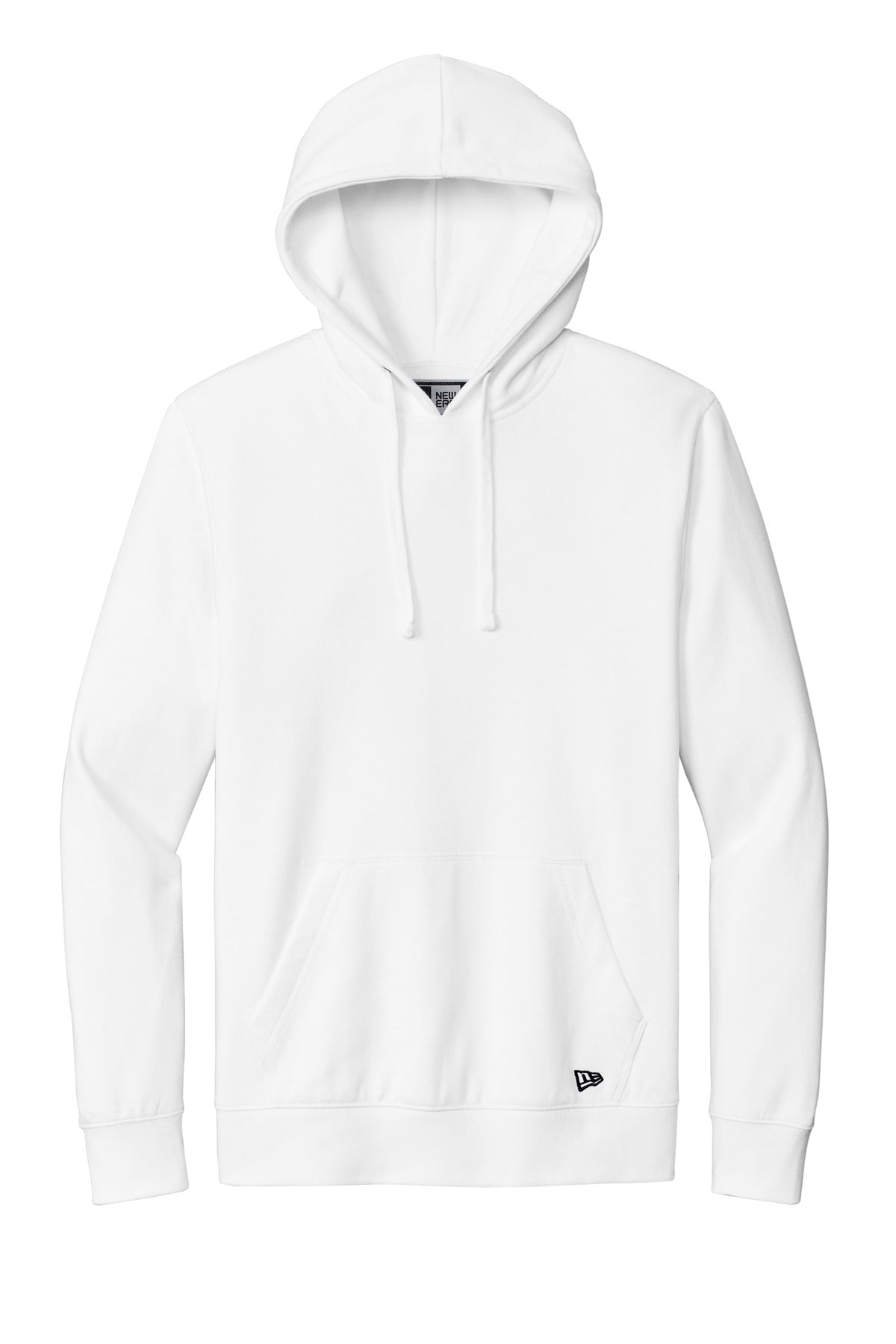 Front View of White New Era Comeback Fleece Pullover Hoodie NEA550
