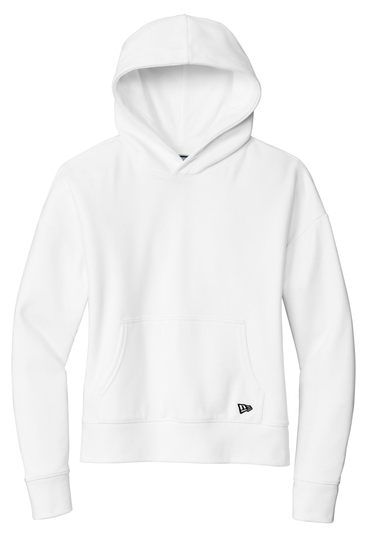 Front View of White New Era Women's Comeback Fleece Pullover Hoodie LNEA550