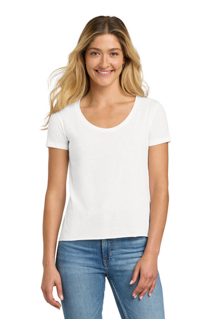 Front View of White Next Level Apparel Women's Festival Scoop Neck Tee. NL5030