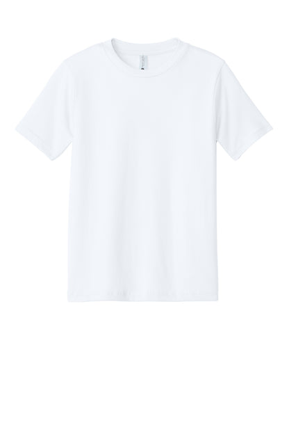 Front View of White Next Level Apparel Youth Cotton Tee NL3310