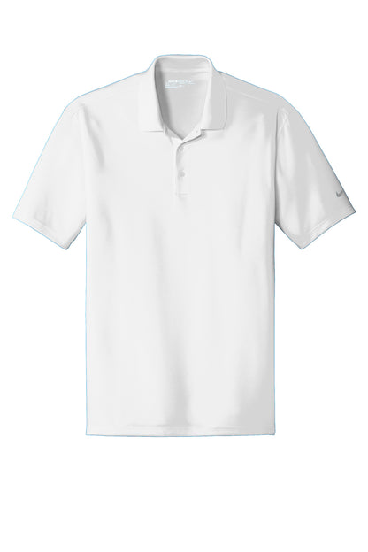 Front View of White Nike Dri-FIT Classic Fit Players Polo with Flat Knit Collar. 838956