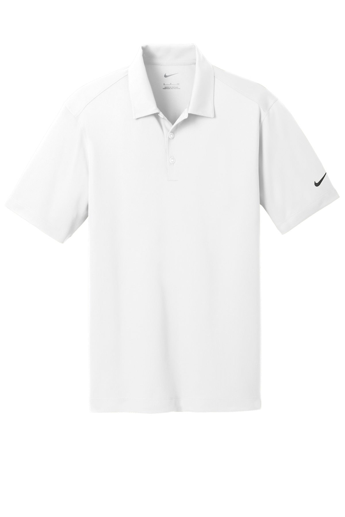 Front View of White Nike Dri-FIT Vertical Mesh Polo. 637167