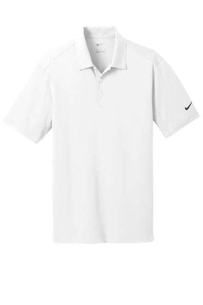 Front View of White Nike Dri-FIT Vertical Mesh Polo. 637167
