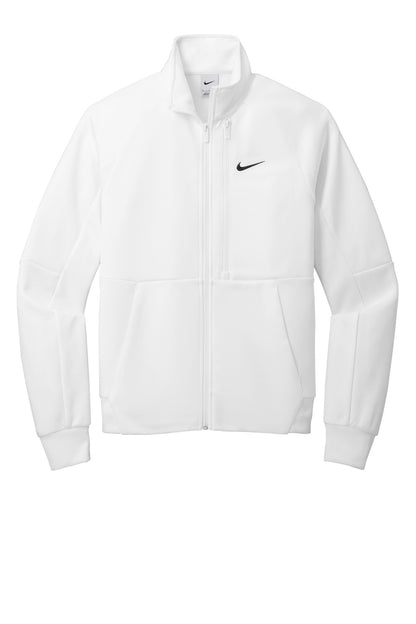 Front View of White Nike Full-Zip Chest Swoosh Jacket NKFD9891