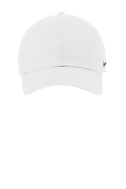 Front View of White Nike Heritage Cotton Twill Cap NKFB5677