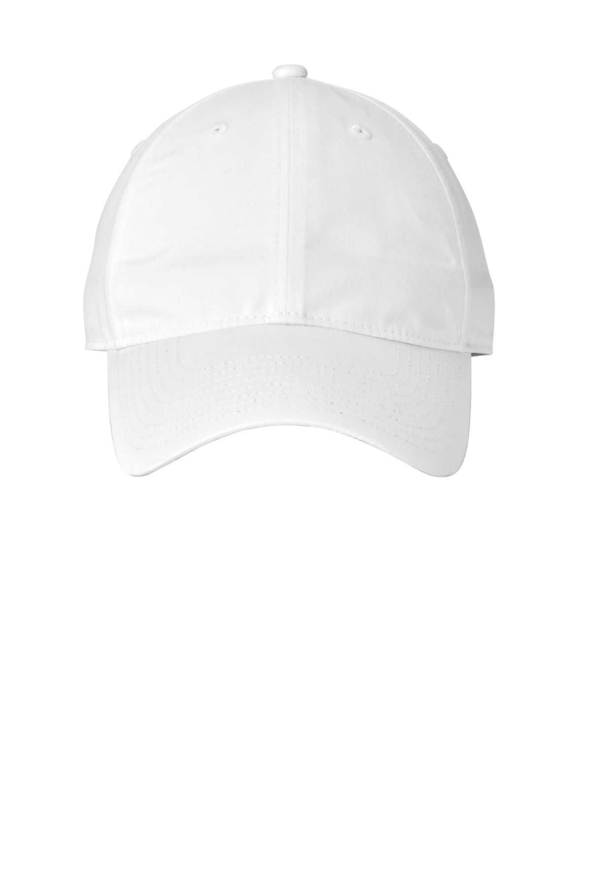 Front View of White Nike Unstructured Cotton/Poly Twill Cap NKFB6449