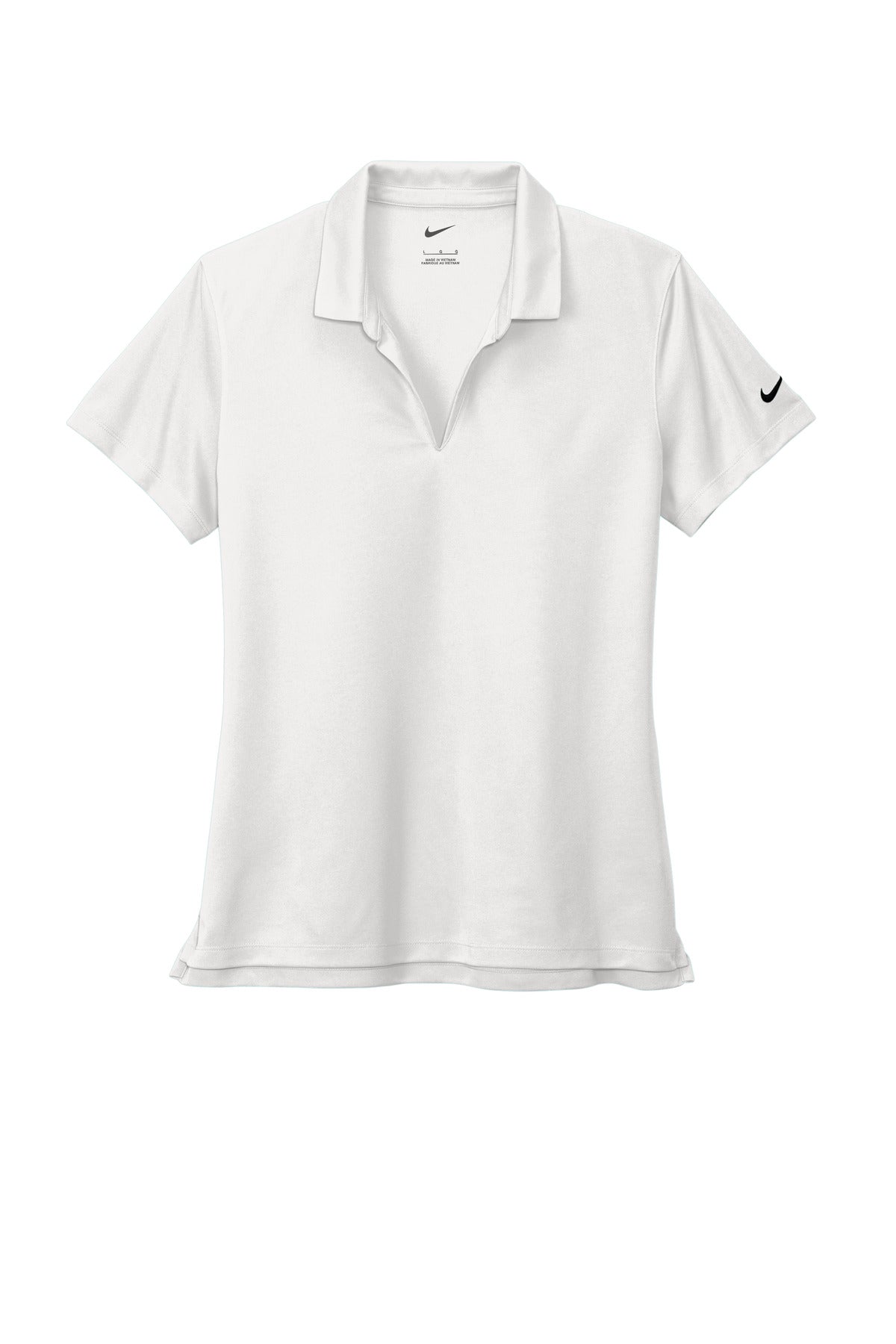 Front View of White Nike Women's Dri-FIT Micro Pique 2.0 Polo NKDC1991