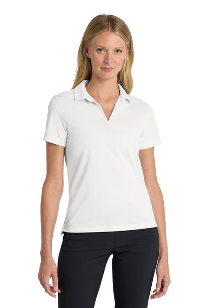 Front View of White Nike Women's Dri-FIT Micro Pique 2.0 Polo NKDC1991