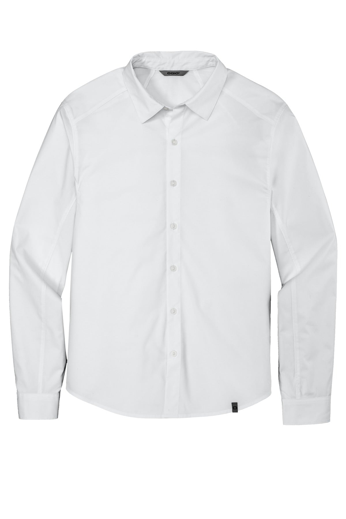 Front View of White OGIO Commuter Woven Shirt. OG1002