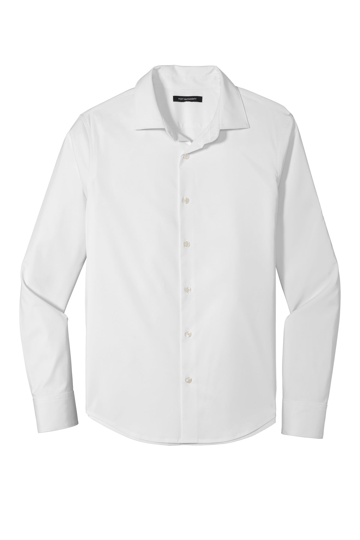 Front View of White Port Authority City Stretch Shirt W680