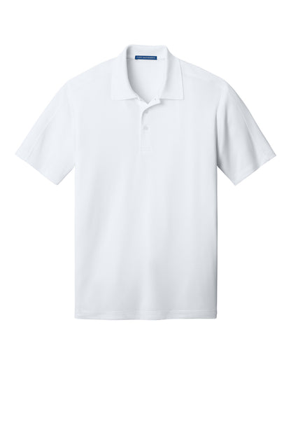 Front View of White Port Authority Diamond Jacquard Polo. K569