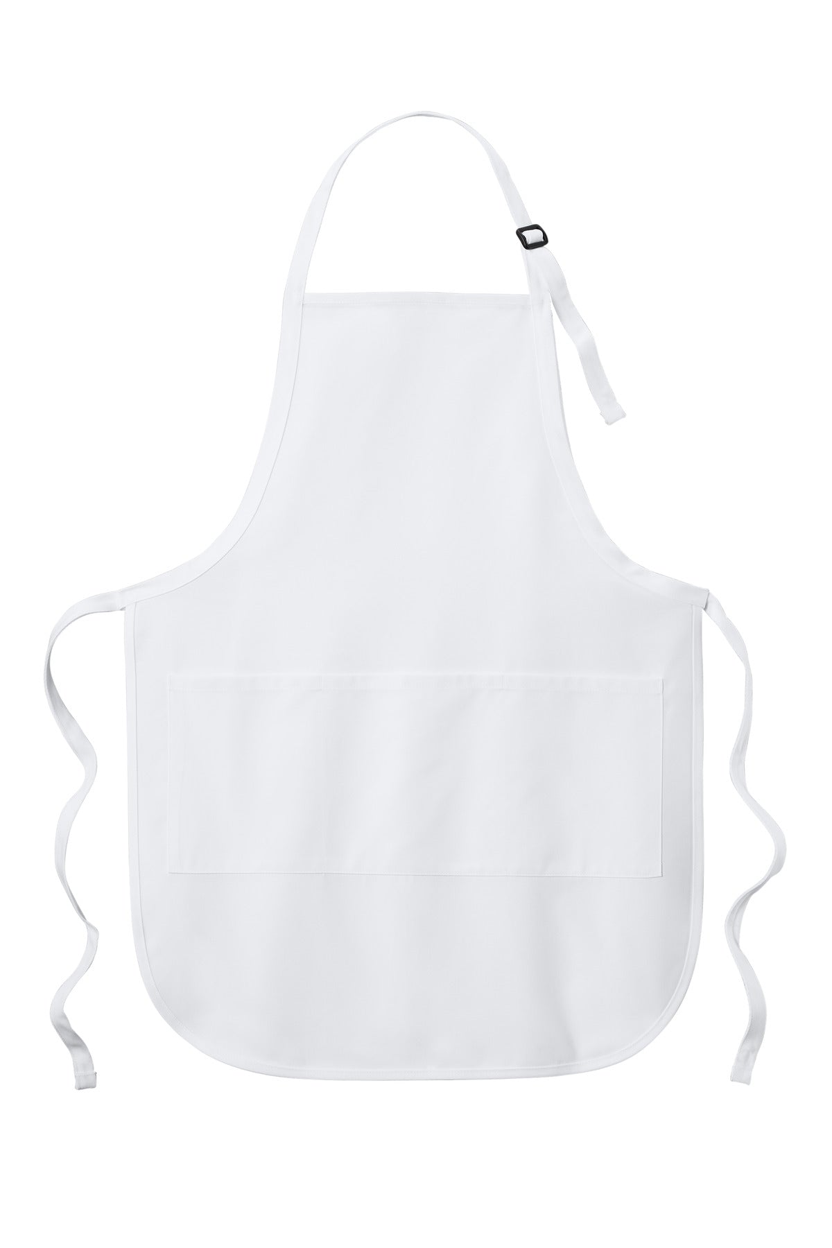 Front View of White Port Authority Easy Care Full-Length Apron with Stain Release. A703
