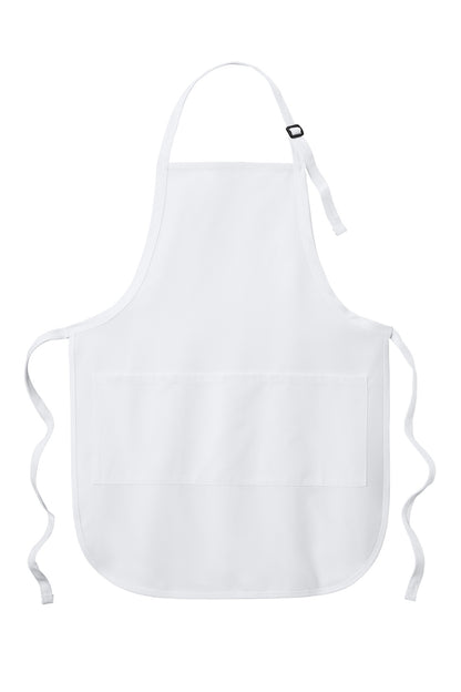 Front View of White Port Authority Easy Care Full-Length Apron with Stain Release. A703