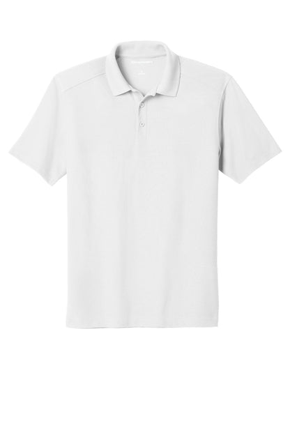 Front View of White Port Authority EZPerformance Pique Polo. K600