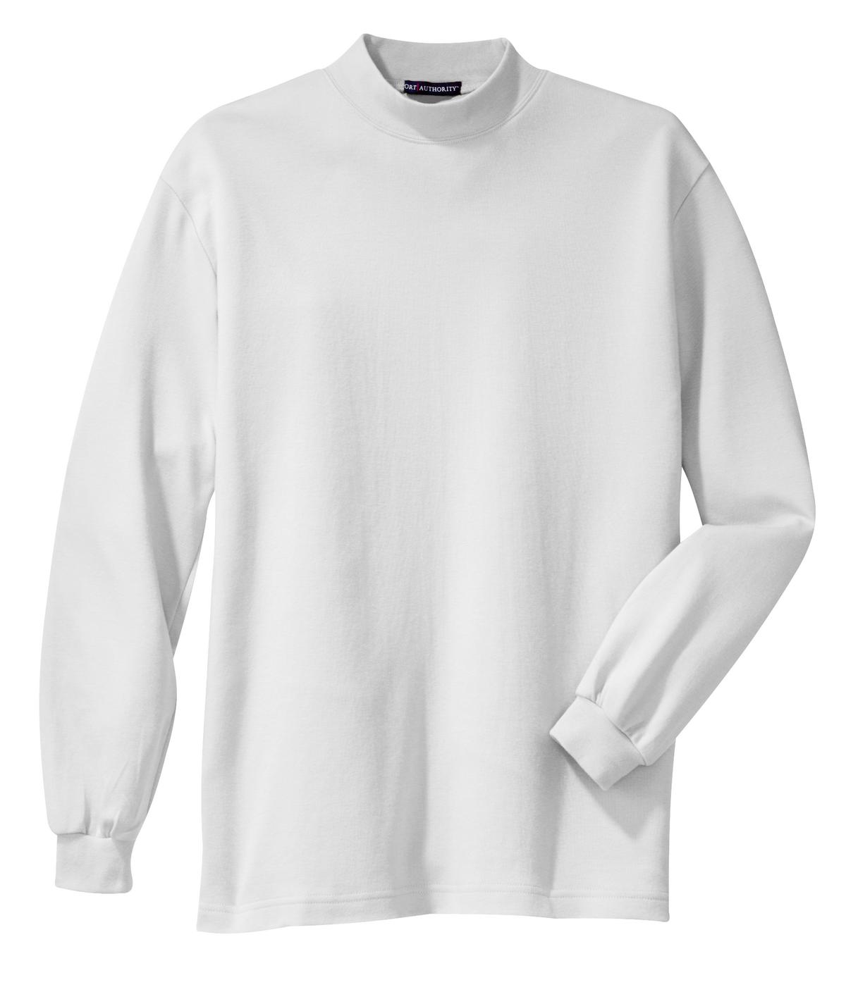 Front View of White Port Authority Interlock Knit Mock Turtleneck. K321