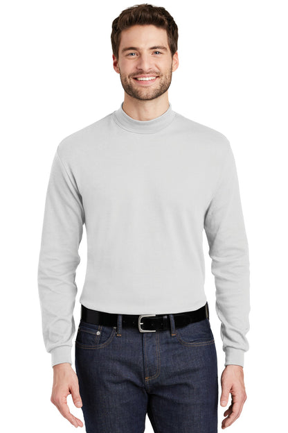 Front View of White Port Authority Interlock Knit Mock Turtleneck. K321