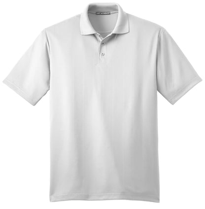 Front View of White Port Authority Performance Fine Jacquard Polo. K528