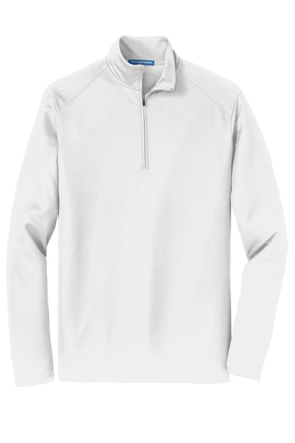 Front View of White Port Authority Pinpoint Mesh 1/2-Zip. K806