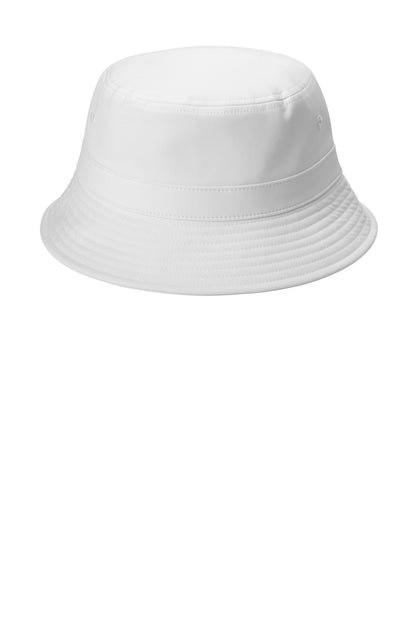 Front View of White Port Authority Poly Bucket Hat C980
